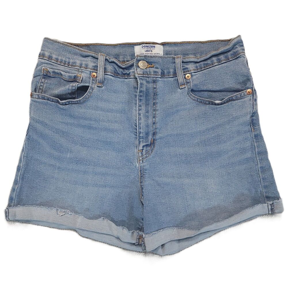 Levis Denizen Womens 10 Shorts Vintage High Rise Blue Stretch Denim